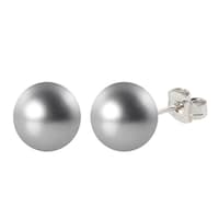 Davonna Sterling Silver Grey Round Freshwater Pearl Stud 10 5mm Round Silver Grey S Pearl Stud Earrings With Sterling Post And