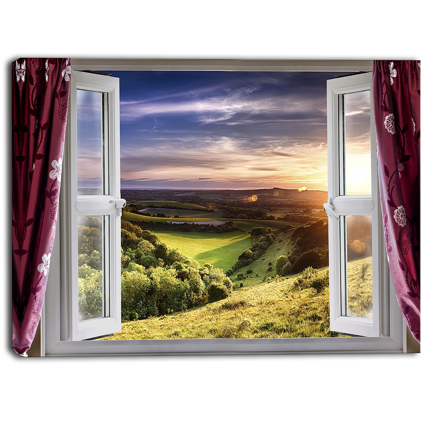 Poster or Canvas A Heins landscapes Window View Painting White c0dr