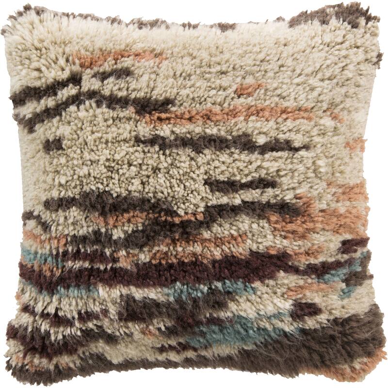 Decorative Wool Wilson 22-inch Poly or Feather Down Filled Throw Pillow