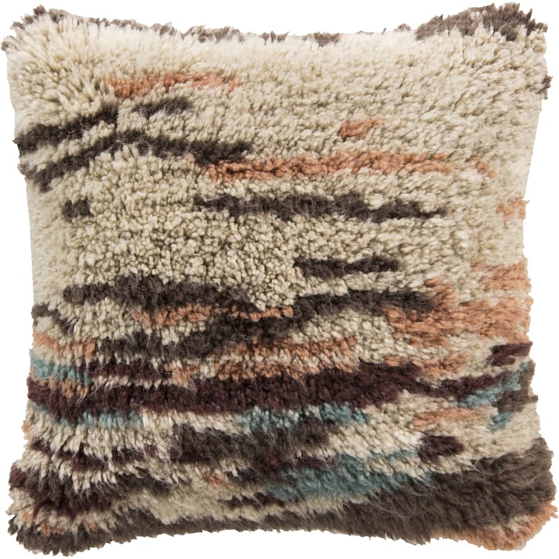 Decorative Wool Wilson 22-inch Poly or Feather Down Filled Throw Pillow