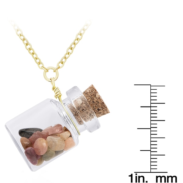 Dolce Giavonna Gold Over Silver Birthstone in a Jar Necklace