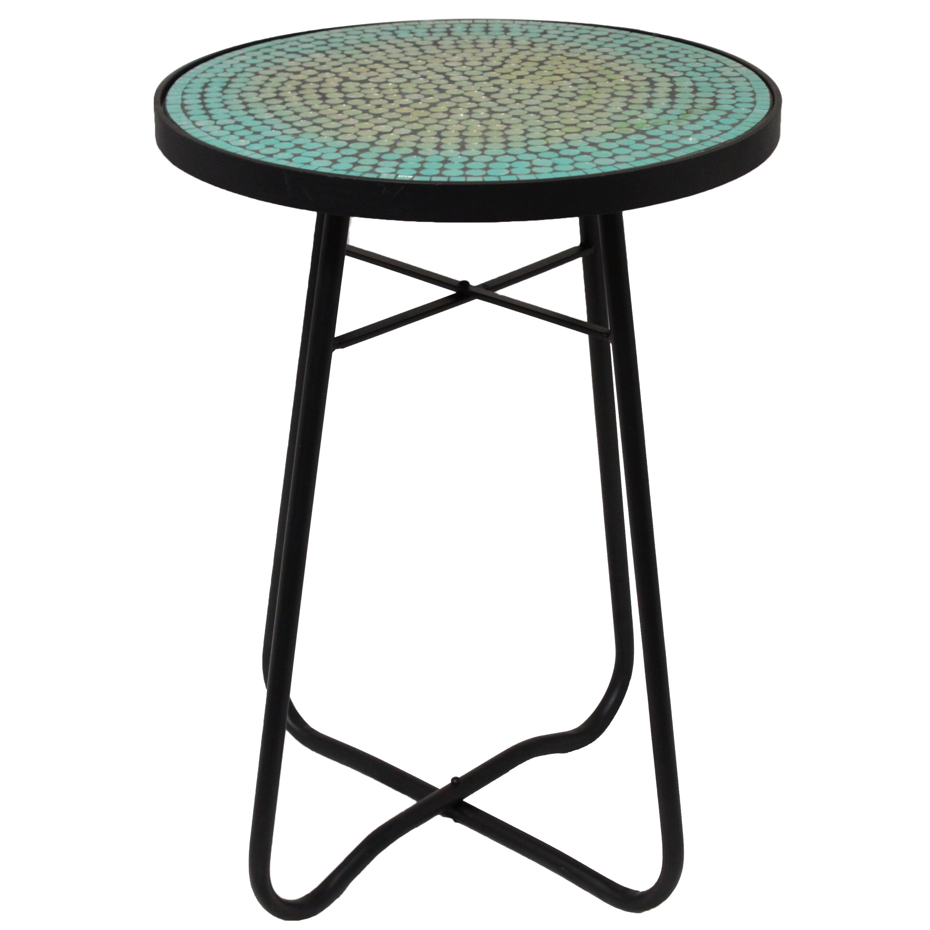 Shop Turquoise Mosaic Round Patio Side Accent Table Overstock 11332914