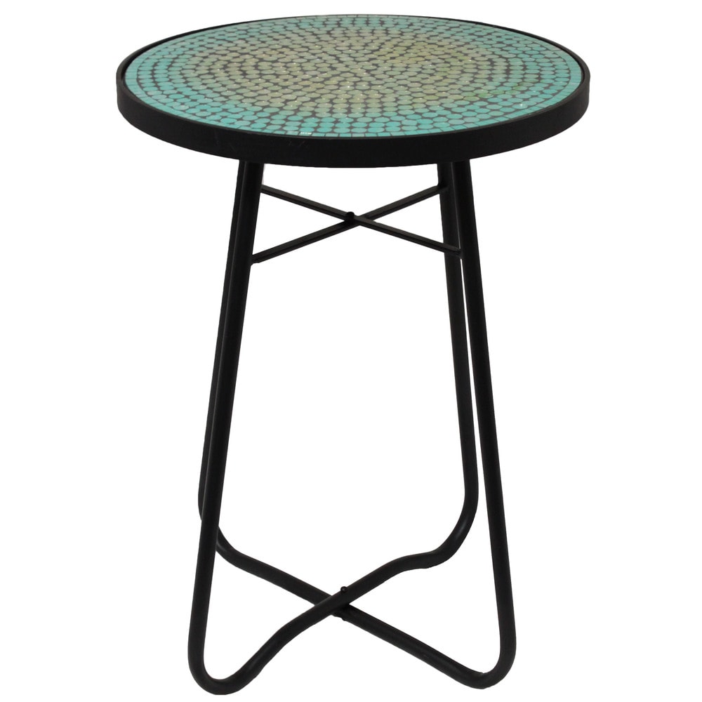 Mosaic Round Patio Side Accent Table As Is Item Overstock 33685928