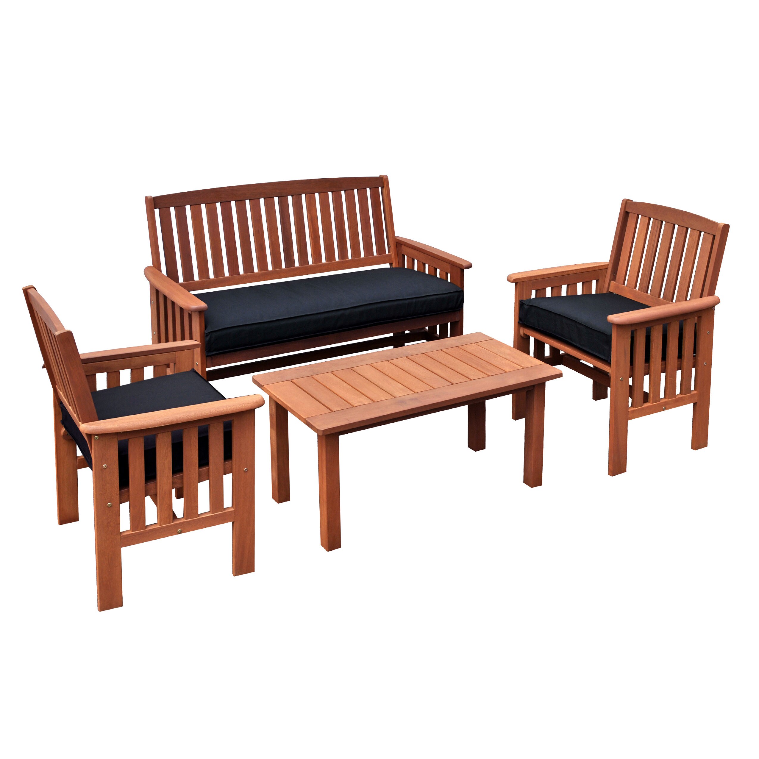 Shop CorLiving Cinnamon Brown Hardwood 4pc Patio Chair and Coffee Table