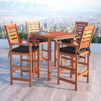 Havenside Home Nahant Cinnamon Brown Hardwood 5-piece Outdoor Bar Height Set