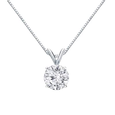 Auriya 14k Gold 1ctw Round Solitaire Diamond Necklace (H-I, VS1-VS2)