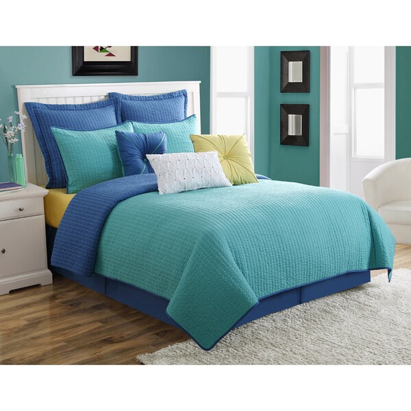 Dash Lapis/Turquoise Solid Color Reversible Euro Sham by Fiesta