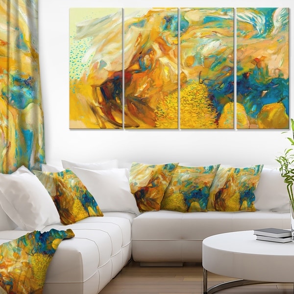 Shop Designart - Abstract Yellow Collage -4 Panels Abstract Large ...