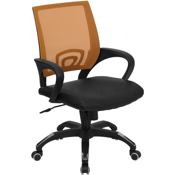 Mid-Back Orange Mesh Padded Swivel Task Office Chair with Chrome