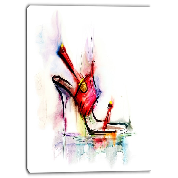 Designart - Red High Heel Shoe - Digital Canvas Art Print - Overstock ...
