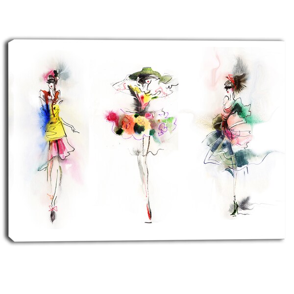 Shop Designart - Fashion Girls Posing - Contemporary Canvas Art Print ...