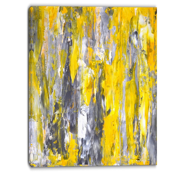Shop Designart Grey and Yellow Abstract Pattern Abstract Canvas