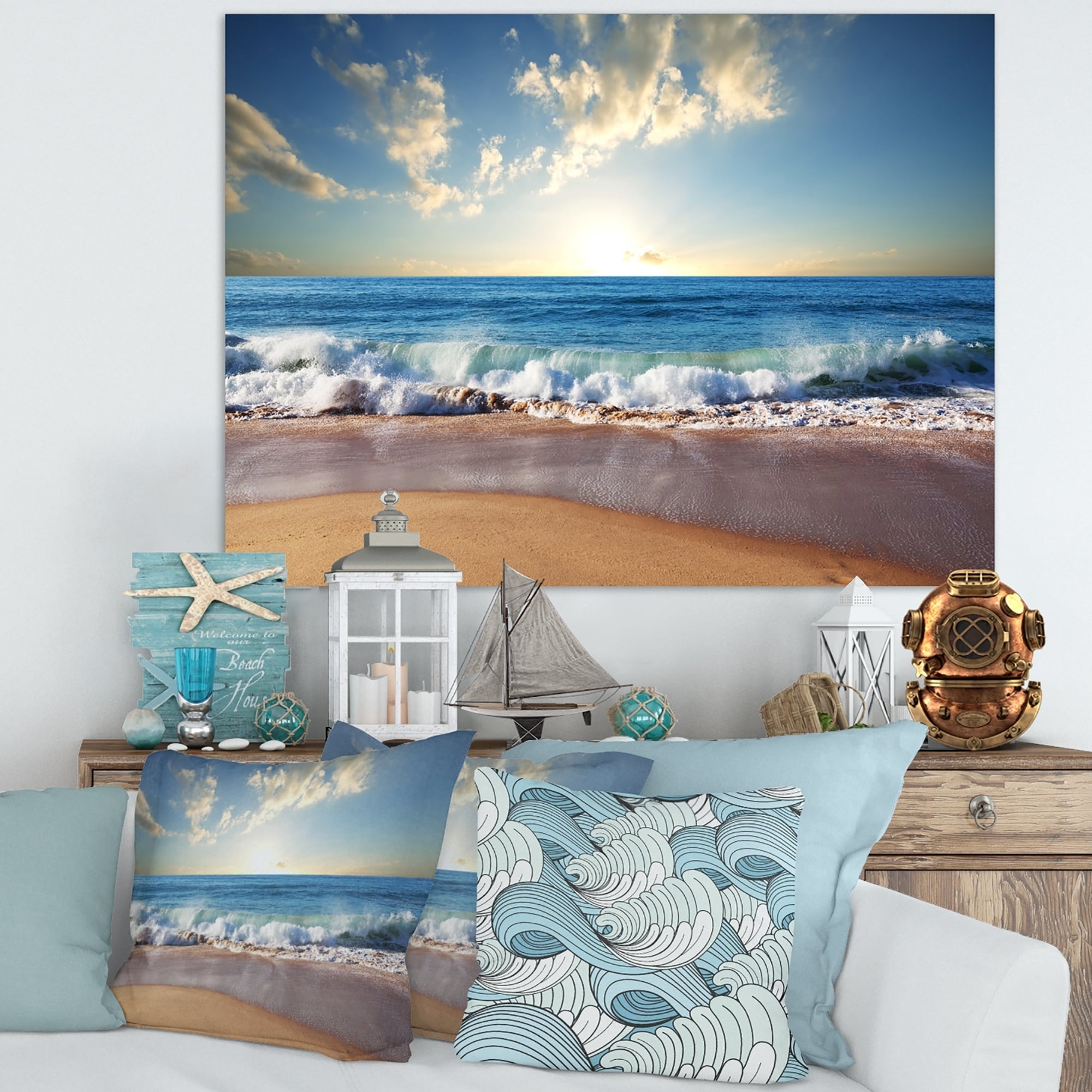 LARGE PHOTOGRAPHIC BEACH CANVAS ART PRINT SEASCAPE A1