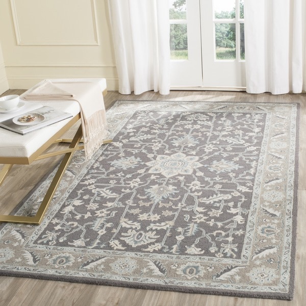 Safavieh Handmade Blossom Dark Grey/ Light Brown Wool Rug (4' x 6')