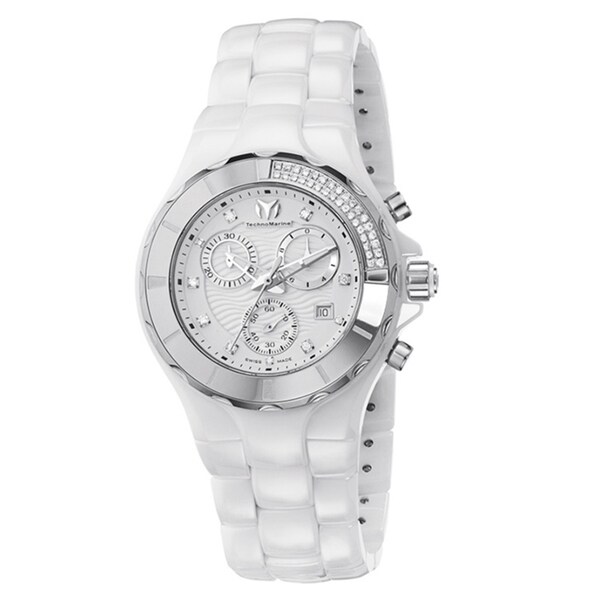 Shop TechnoMarine Women's 'Cruise' Chronograph Diamond White Ceramic ...