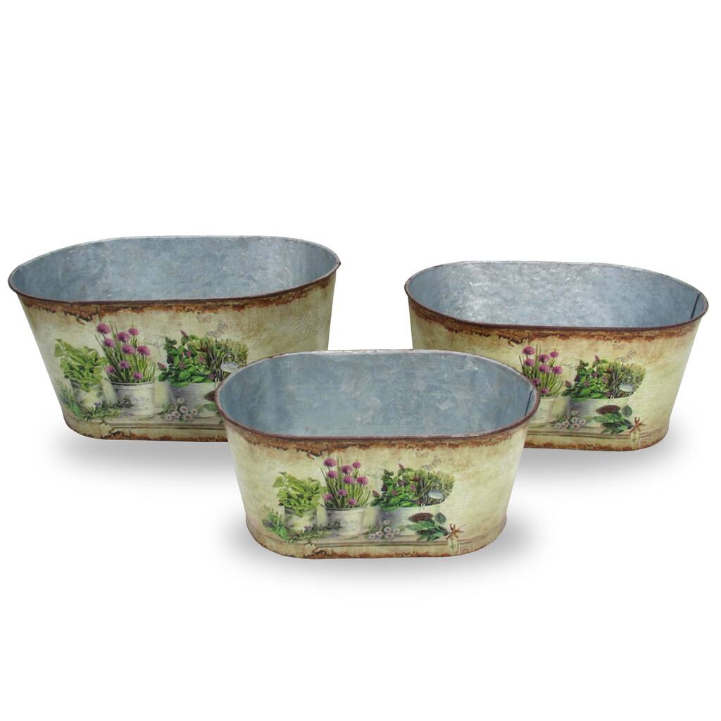 National Tree Company Tin Painted Flower Pots (Set of 3)