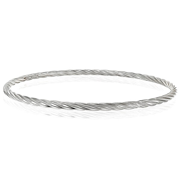 Mondevio High Polished Round Twist 3mm Bangle. Opens flyout.