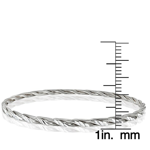 Mondevio High Polished Diamond-cut 3mm Bangle