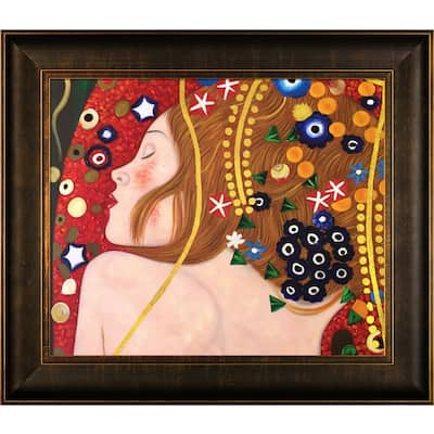 La Pastiche Klimt 'Sea-Serpents IV' (Luxury Line) Hand Painted Framed Canvas Art