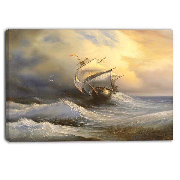 Designart Vessel In Stormy Sea Seascape Canvas Print On Sale Overstock 11334743