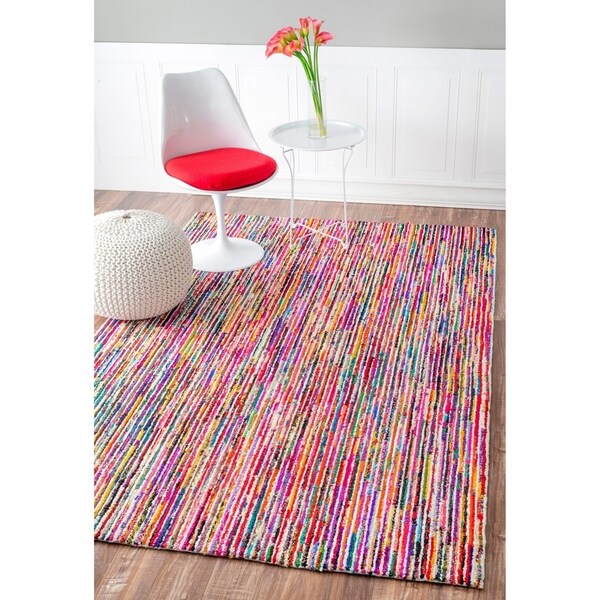 nuLOOM Multi Handmade Modern Pebbled Stripes Area Rug