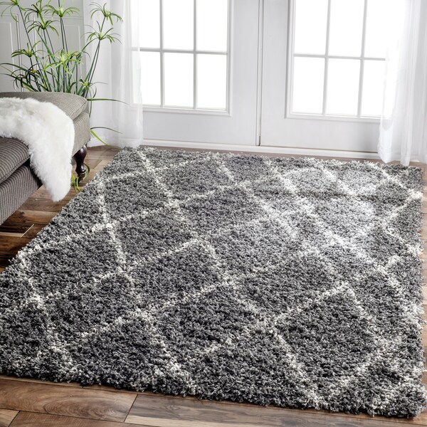 nuLOOM Alexa My Soft and Plush Moroccan Trellis Grey Easy Shag Rug (6'7 ...