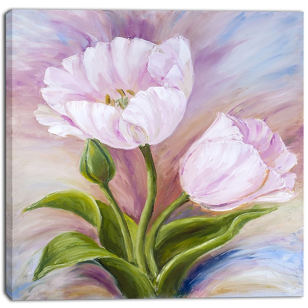 Shop Designart - White Tulips - Floral Canvas Art Print - Free Shipping