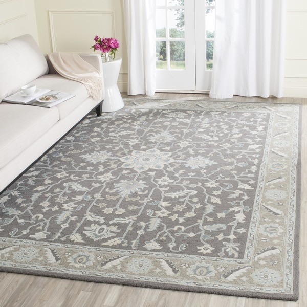 Safavieh Handmade Blossom Dark Grey/ Light Brown Wool Rug - 8' x 10'