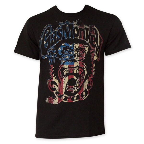 Shop Gas Monkey Red/ White And Blue Men's Black T-Shirt - Free Shipping ...