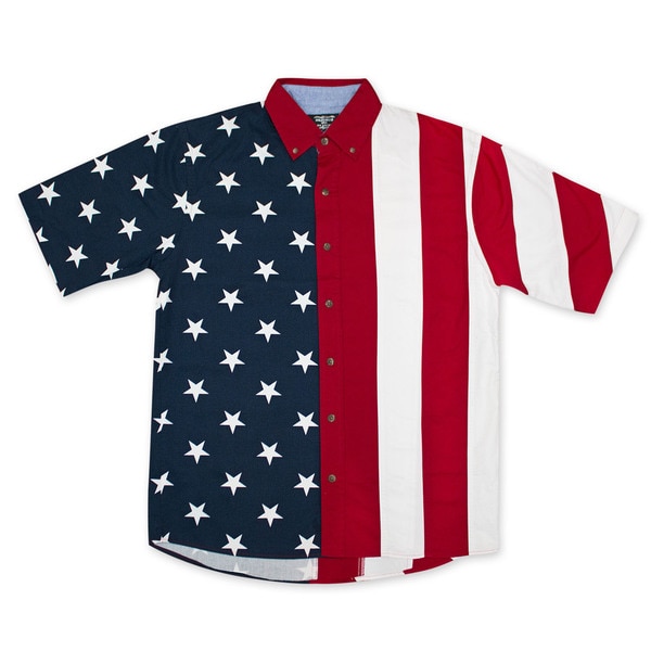 American Flag USA Button Up Dress Shirt - 18310427 - Overstock.com ...