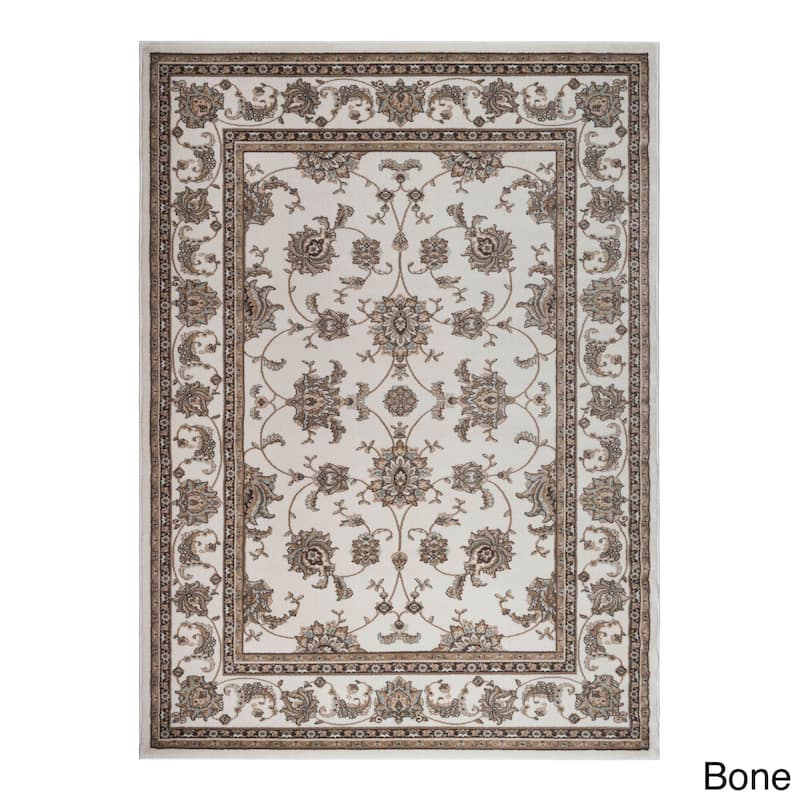 Admire Home Living Plaza Traditional Oriental Floral Scroll Pattern Area Rug - 3'3" x 4'11" - Bone