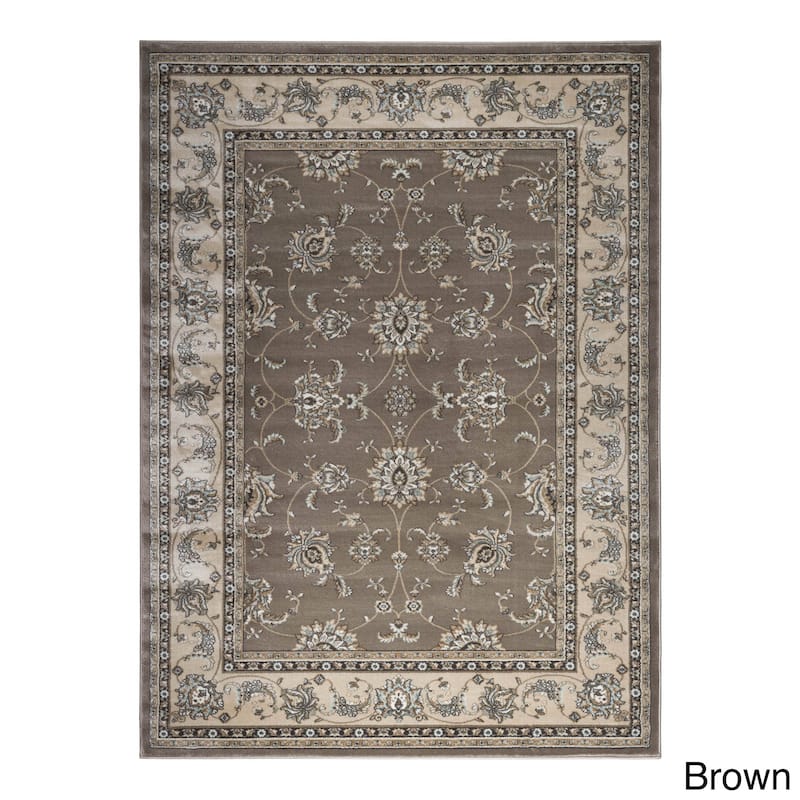 Admire Home Living Plaza Traditional Oriental Floral Scroll Pattern Area Rug - 3'3" x 4'11" - Brown