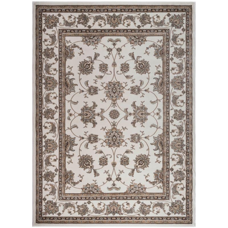 Admire Home Living Plaza Traditional Oriental Floral Scroll Pattern Area Rug - 5'3" x 7'3" - Bone