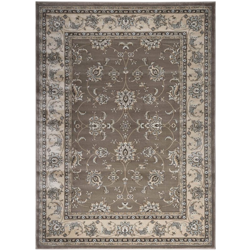 Admire Home Living Plaza Traditional Oriental Floral Scroll Pattern Area Rug - 5'3" x 7'3" - Brown