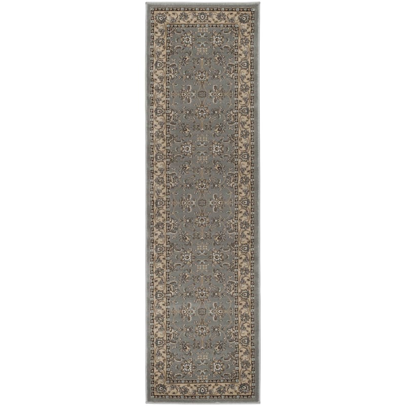 Admire Home Living Plaza Traditional Oriental Floral Scroll Pattern Area Rug - 2'2" x 7'7" Runner - Grey
