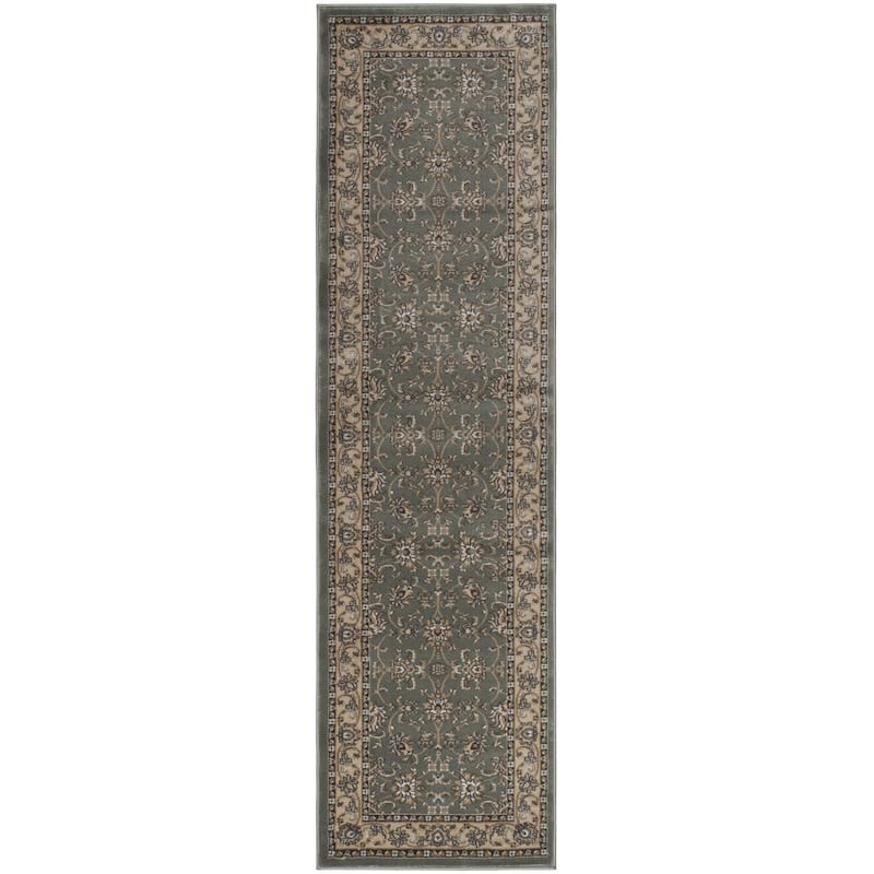 Admire Home Living Plaza Traditional Oriental Floral Scroll Pattern Area Rug - 2'2" x 7'7" Runner - Green