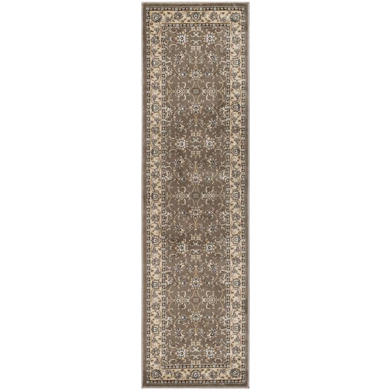 Admire Home Living Plaza Traditional Oriental Floral Scroll Pattern Area Rug - 2'2" x 7'7" Runner - Brown