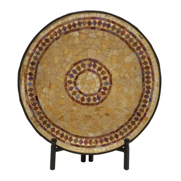 The Curated Nomad Lotta Metal Mosaic Platter with Stand Overstock
