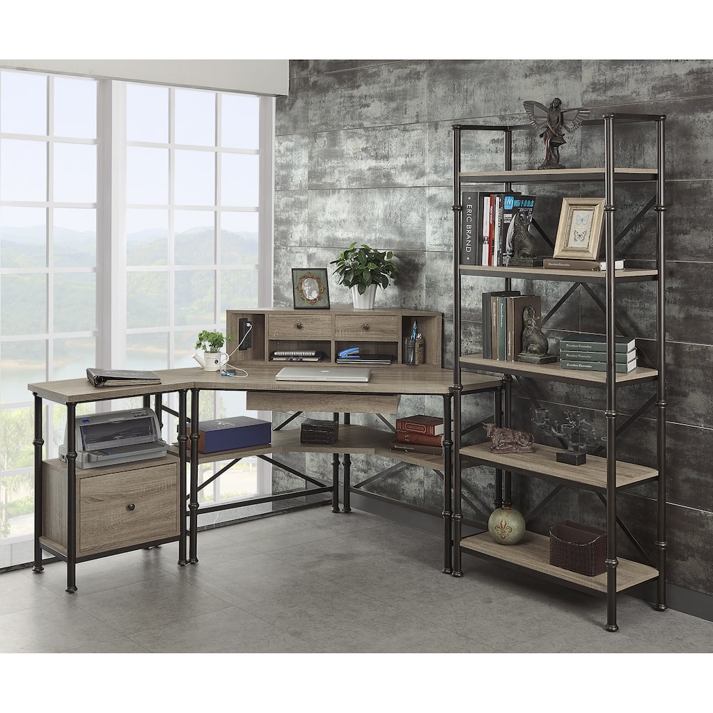 Griffeth Corner Desk/ Hutch/ File Cabinet with 72-inch Bookcase
