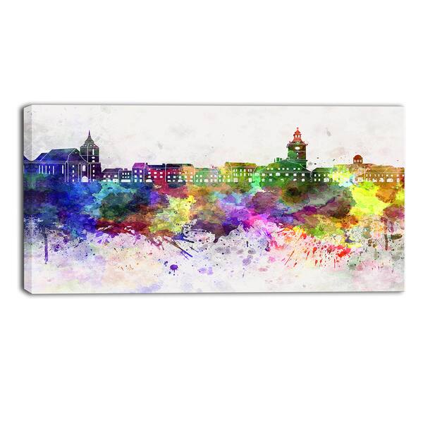 Shop Designart Brasov Skyline Cityscape Canvas Artwork Print Purple Overstock