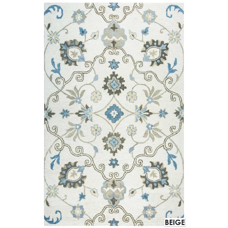 Alora Decor Napoli Hand-tufted Floral Scrollwork Wool Rug