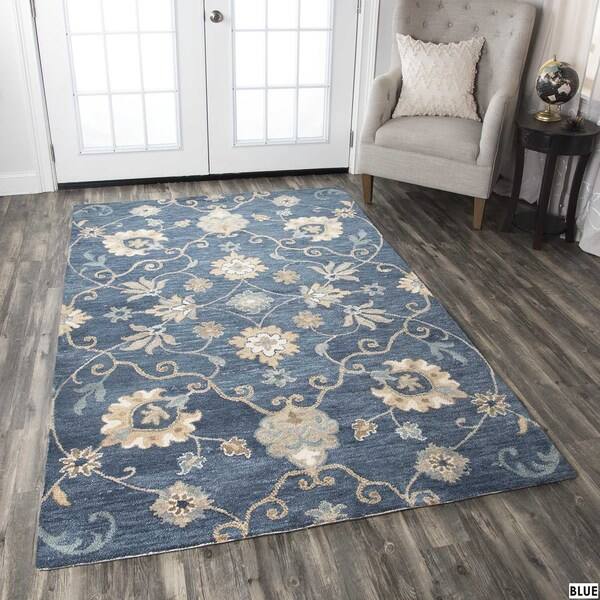 slide 2 of 30, Alora Decor Napoli Hand-tufted Floral Scrollwork Wool Rug