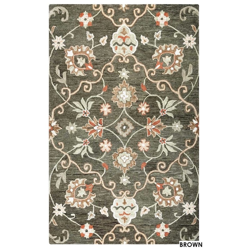 Alora Decor Napoli Hand-tufted Floral Scrollwork Wool Rug