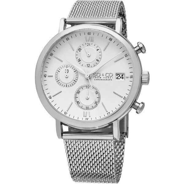 so & co new york men's mesh chronograph watch