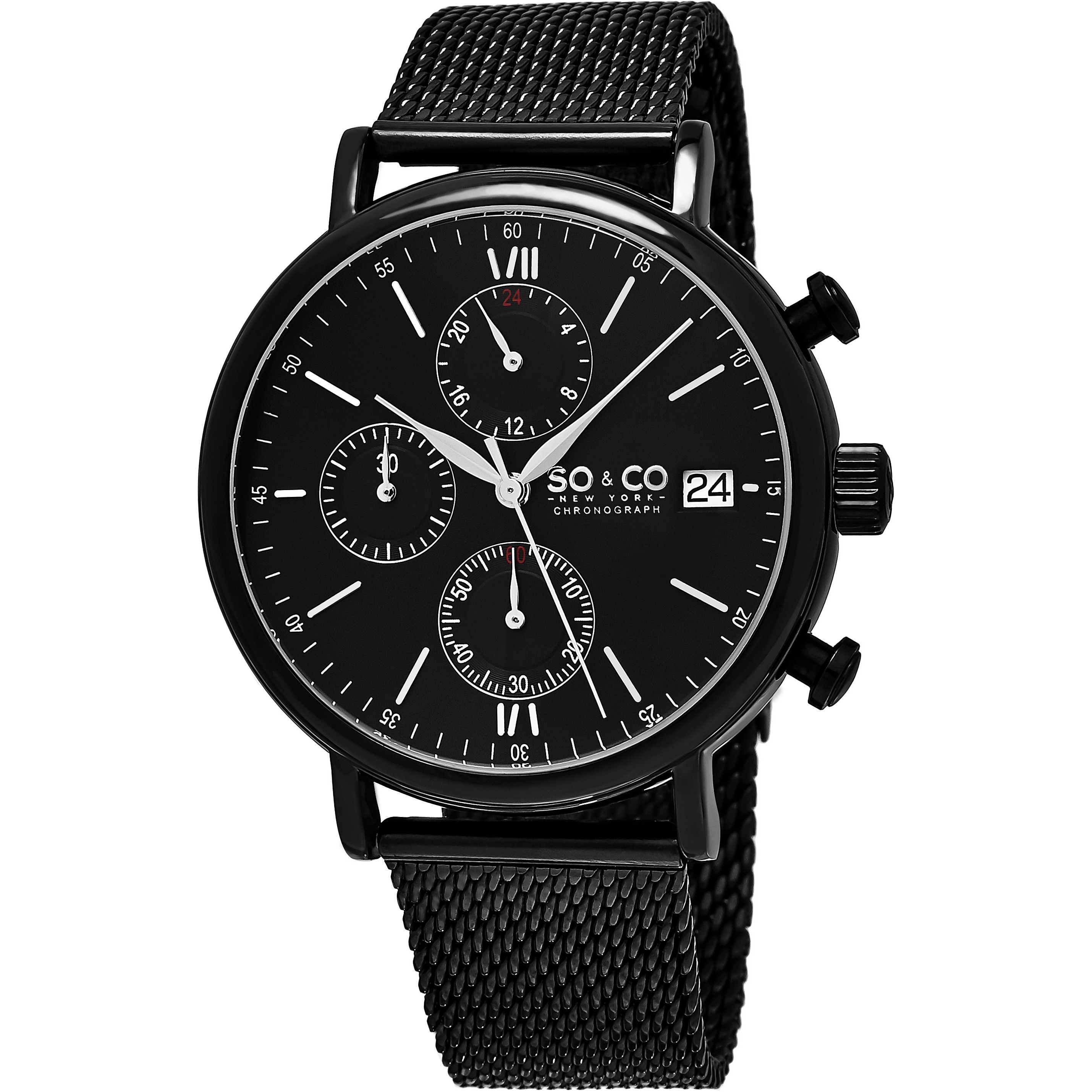 so & co new york men's mesh chronograph watch