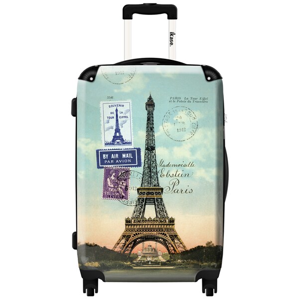 iKase Eiffel Tower Paris Vintage 24inch .Hardside Spinner Luggage