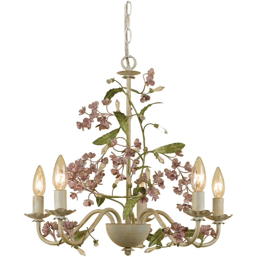 Grace 5-light Chandelier (Cream/Hand Paint Flowers) - Chandeliers For Bedrooms by Overstock.com