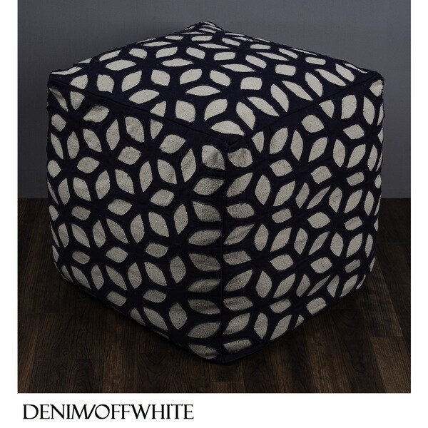 Rizzy Home 19" x 19" Floral Cube Pouf