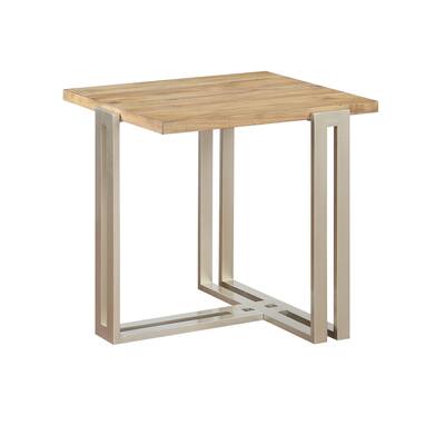 Elements Contemporary Wood Top W/ Silver Metal Base End Table