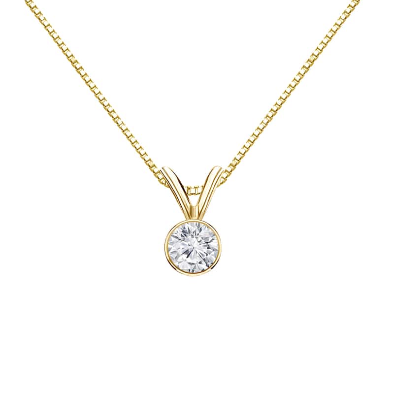 Auriya 1/4ctw Round Solitaire Diamond Necklace 14k Gold Bezel-set(H-I, VS1-VS2) - Yellow